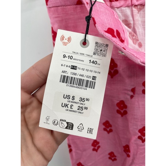NWT Zara Pajama Pants Girls 9-10 Years Pink/Red Floral Straight Leg Pockets - Picture 11 of 13